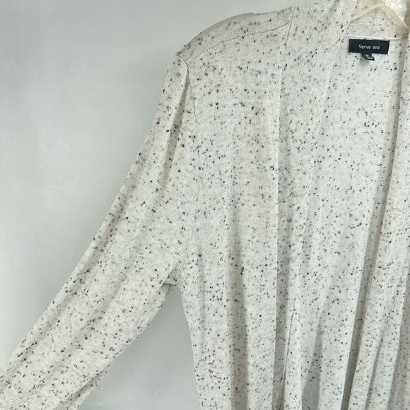 Verve Ami Womens Cardigan Sweater Open Front Long Sleeve Black White Size Medium - Picture 4 of 11